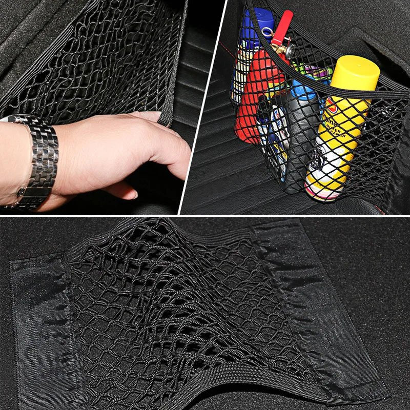 Universal Car Storage Bag Double Mesh Trunk Storage Net, Car Built - in Storage Bag, Car Fire Extinguisher Fixed Net - shift - knoobs