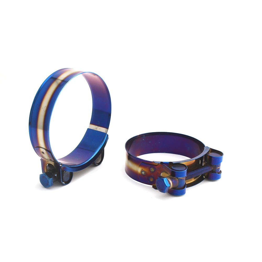 Universal Stainless Steel Hose Clamp Kit Adjustable Titanium Blue T Bolt Clamp 26mm to 114mm - shift - knoobs