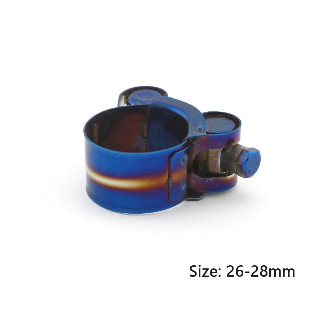 Universal Stainless Steel Hose Clamp Kit Adjustable Titanium Blue T Bolt Clamp 26mm to 114mm - shift - knoobs