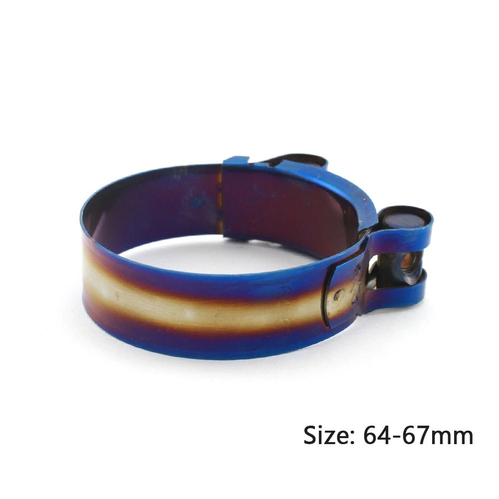 Universal Stainless Steel Hose Clamp Kit Adjustable Titanium Blue T Bolt Clamp 26mm to 114mm - shift - knoobs