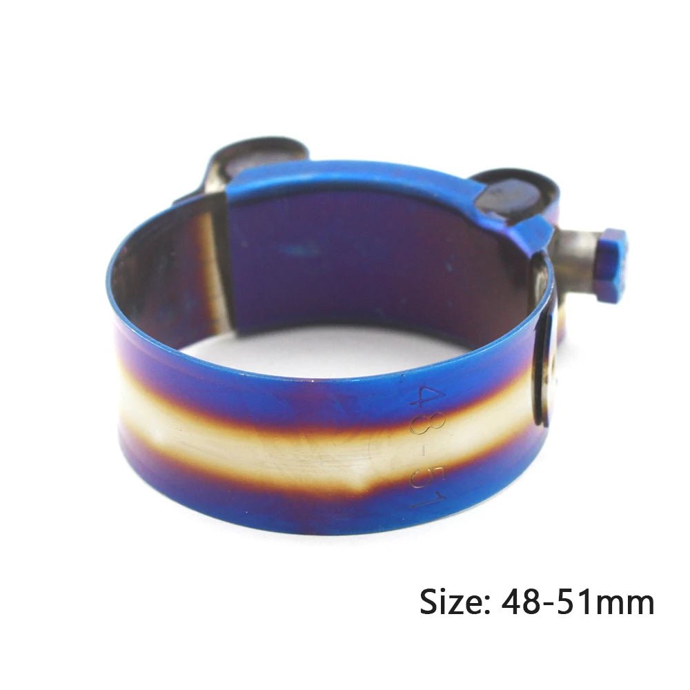 Universal Stainless Steel Hose Clamp Kit Adjustable Titanium Blue T Bolt Clamp 26mm to 114mm - shift - knoobs
