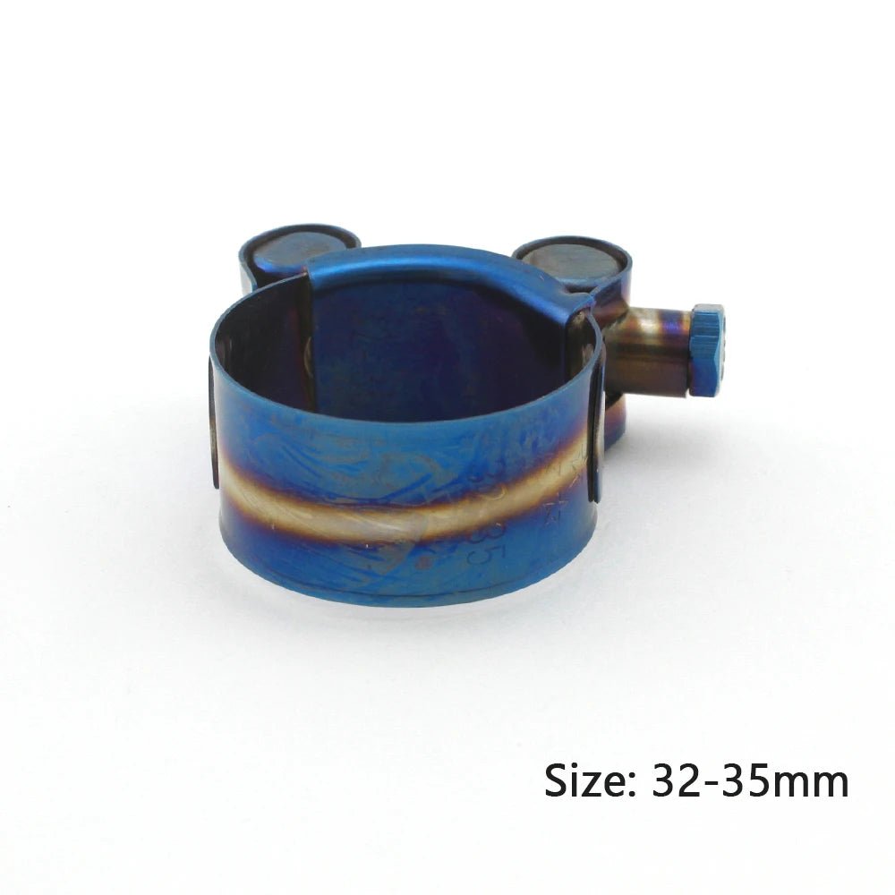 Universal Stainless Steel Hose Clamp Kit Adjustable Titanium Blue T Bolt Clamp 26mm to 114mm - shift - knoobs