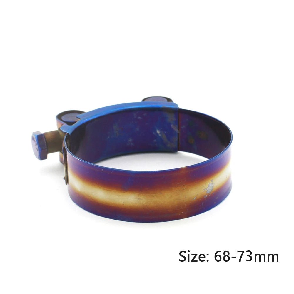 Universal Stainless Steel Hose Clamp Kit Adjustable Titanium Blue T Bolt Clamp 26mm to 114mm - shift - knoobs