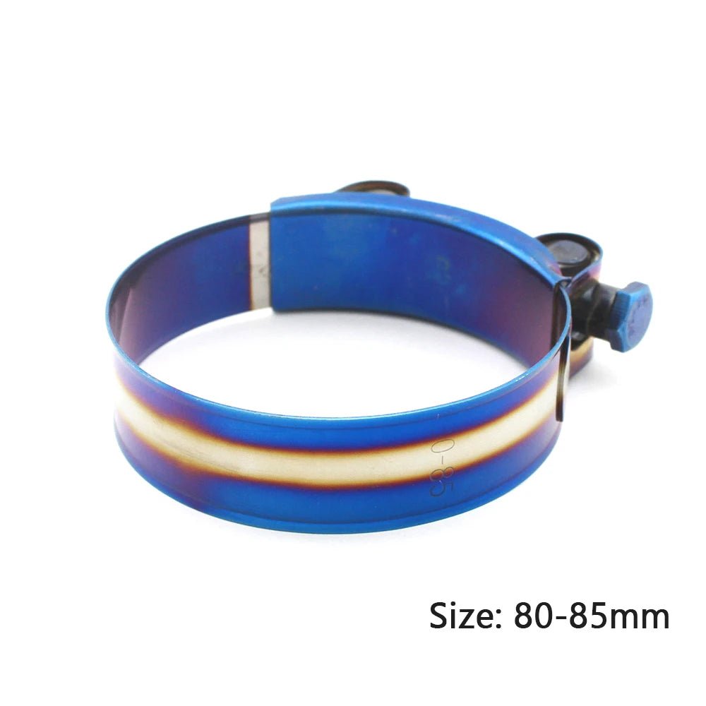Universal Stainless Steel Hose Clamp Kit Adjustable Titanium Blue T Bolt Clamp 26mm to 114mm - shift - knoobs