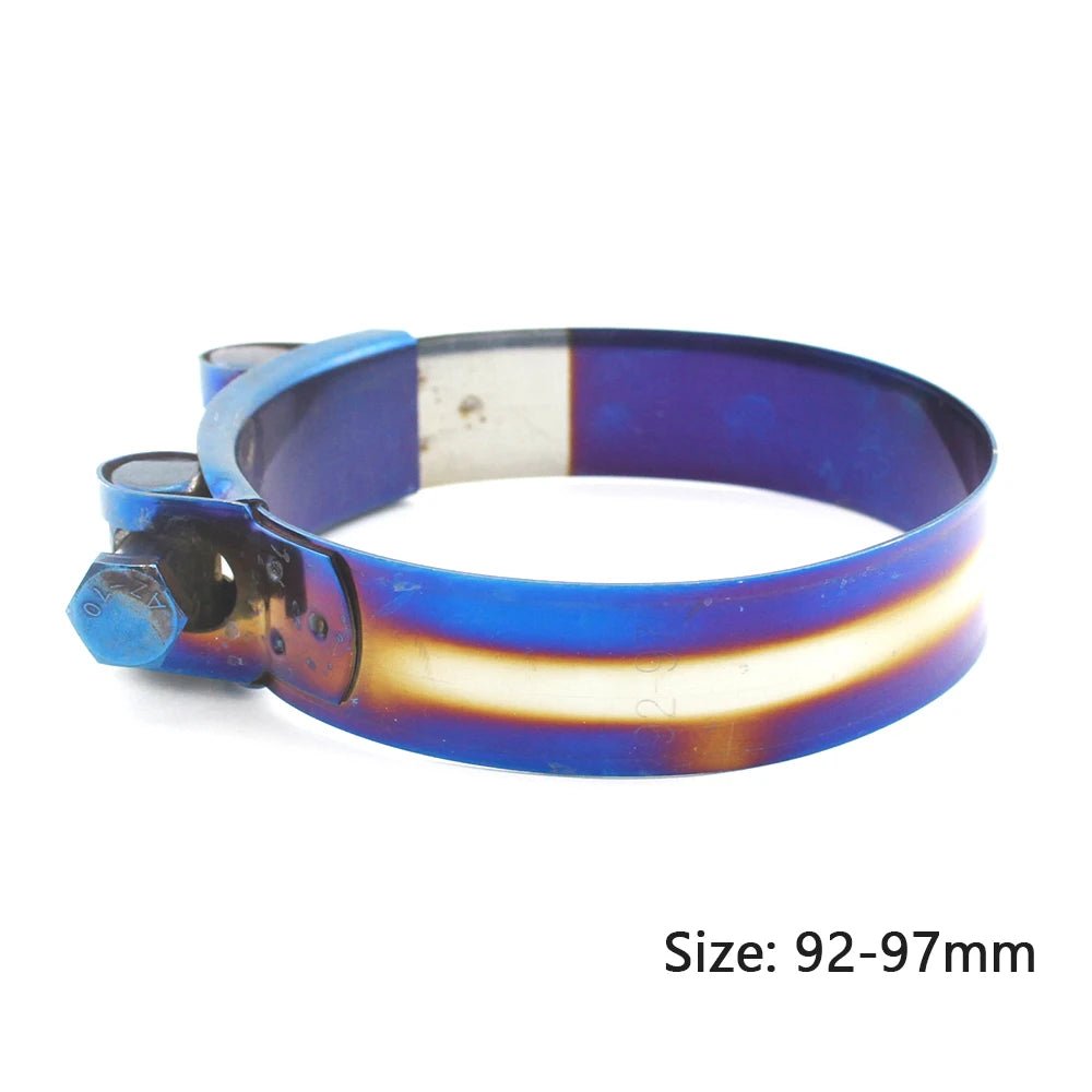 Universal Stainless Steel Hose Clamp Kit Adjustable Titanium Blue T Bolt Clamp 26mm to 114mm - shift - knoobs