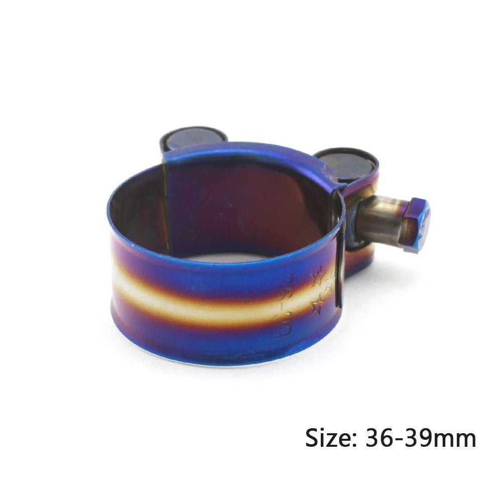 Universal Stainless Steel Hose Clamp Kit Adjustable Titanium Blue T Bolt Clamp 26mm to 114mm - shift - knoobs