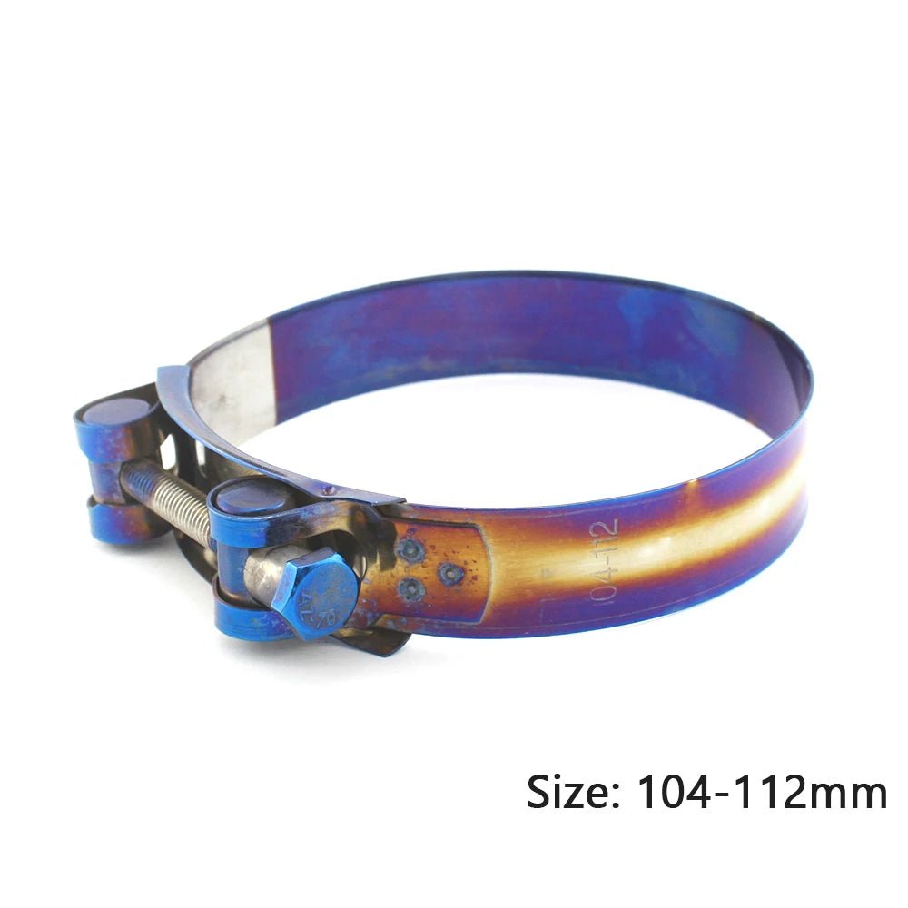 Universal Stainless Steel Hose Clamp Kit Adjustable Titanium Blue T Bolt Clamp 26mm to 114mm - shift - knoobs
