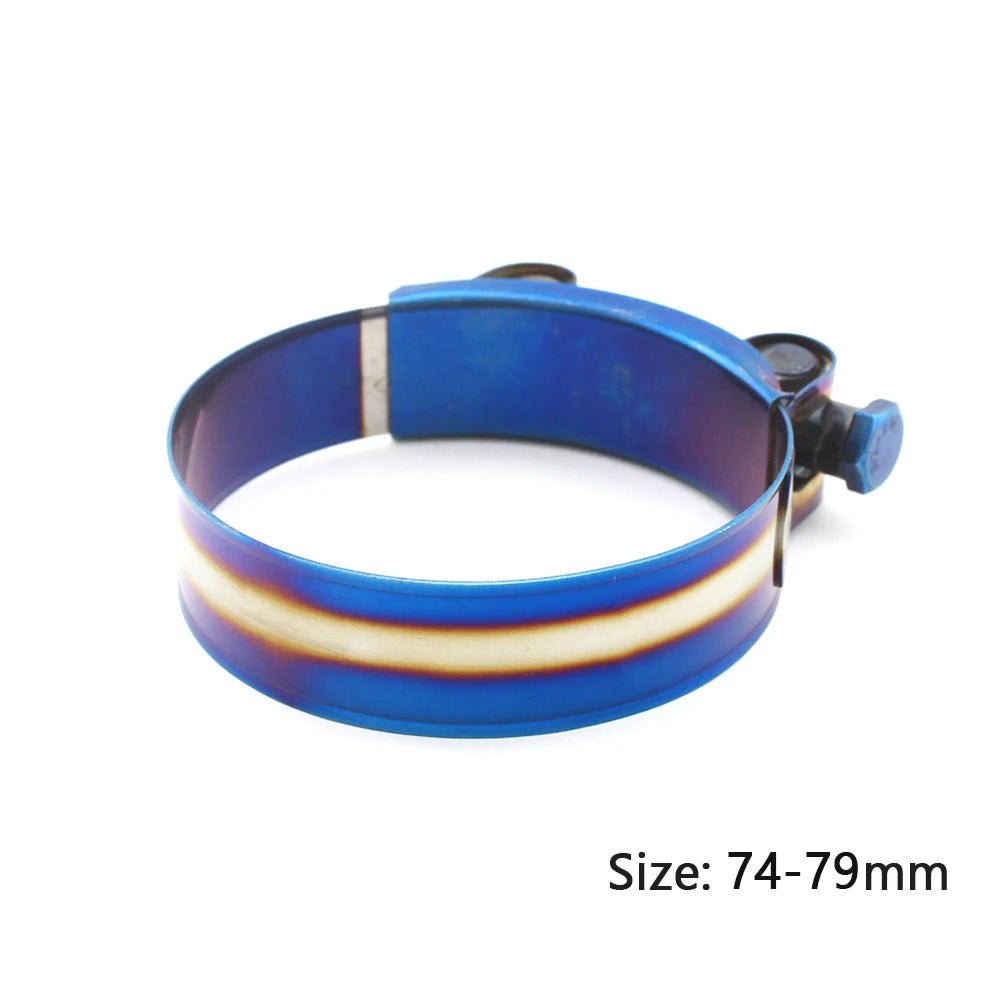 Universal Stainless Steel Hose Clamp Kit Adjustable Titanium Blue T Bolt Clamp 26mm to 114mm - shift - knoobs