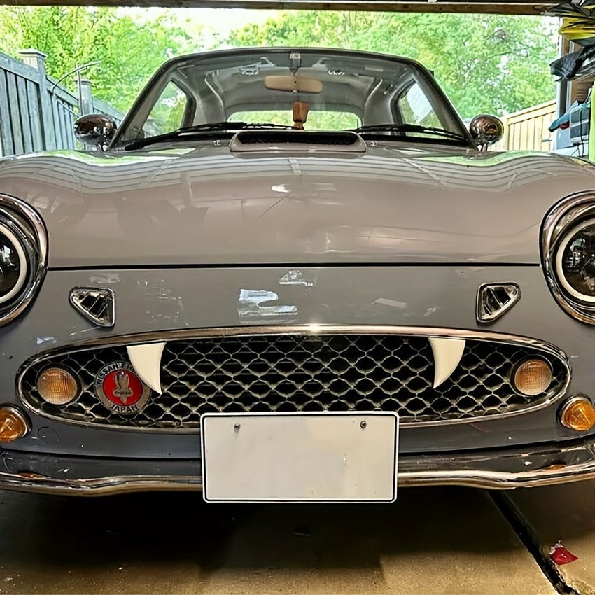 Vampire Teeth Design Polypropylene Fang Grille Inserts for Vehicle Bumper - Halloween Decor Accents (No Installation Hardware Included) - shift - knoobs