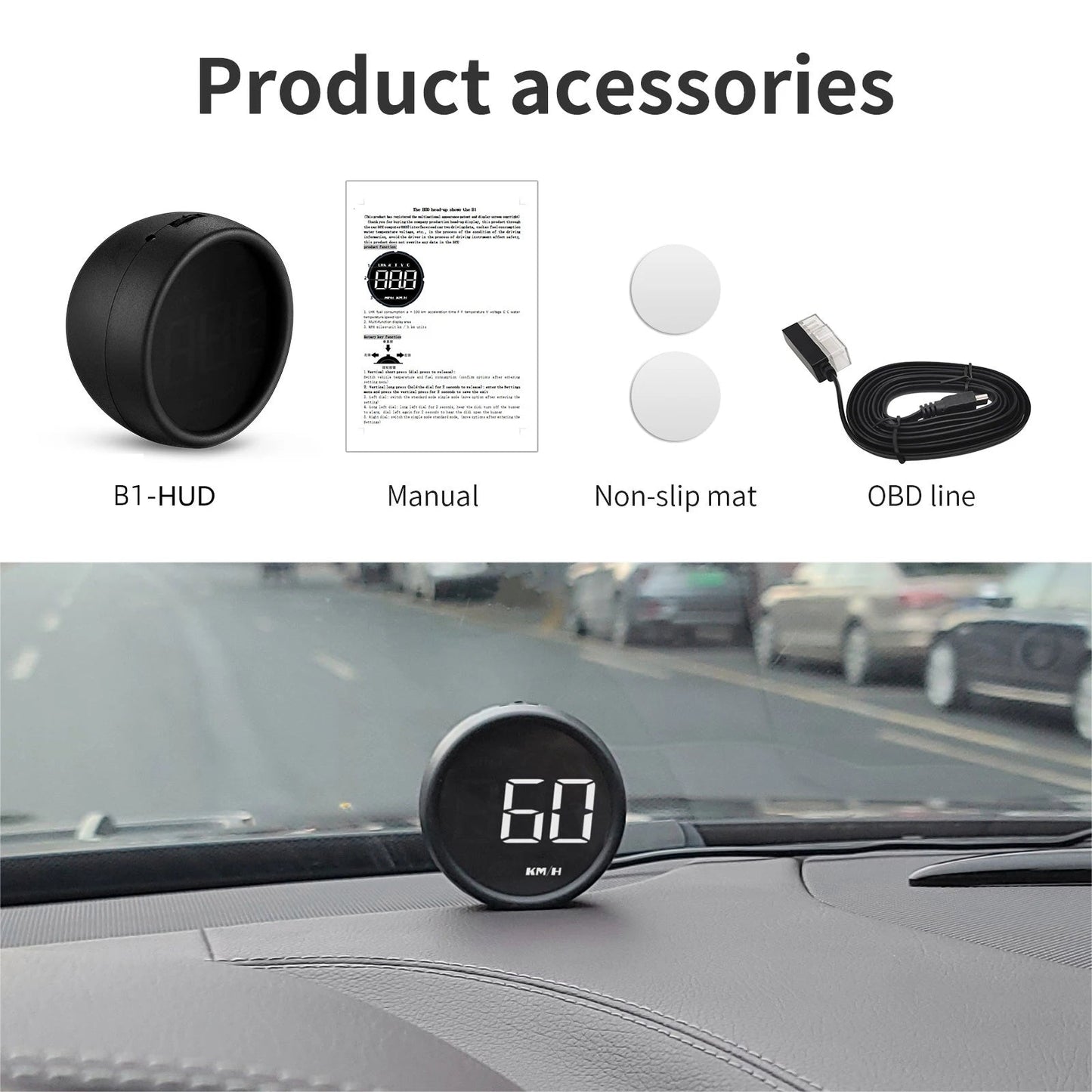 WiiYii G1 Car HUD OBD2 GPS On - board Computer Digital Head Up Display Auto Speedmeter Speed Windshield Projector For All Car - shift - knoobs