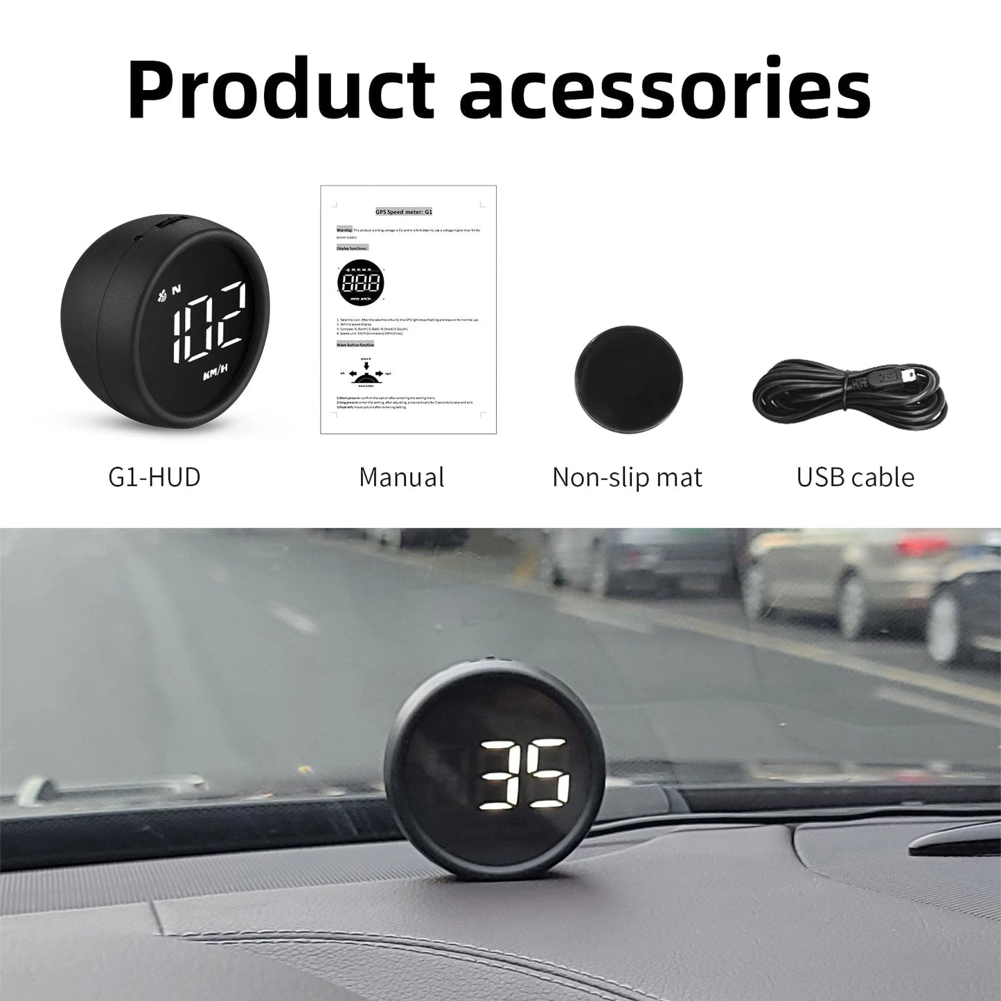 WiiYii G1 Car HUD OBD2 GPS On - board Computer Digital Head Up Display Auto Speedmeter Speed Windshield Projector For All Car - shift - knoobs
