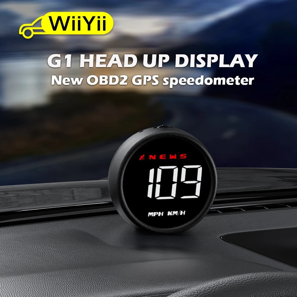 WiiYii G1 Car HUD OBD2 GPS On - board Computer Digital Head Up Display Auto Speedmeter Speed Windshield Projector For All Car - shift - knoobs