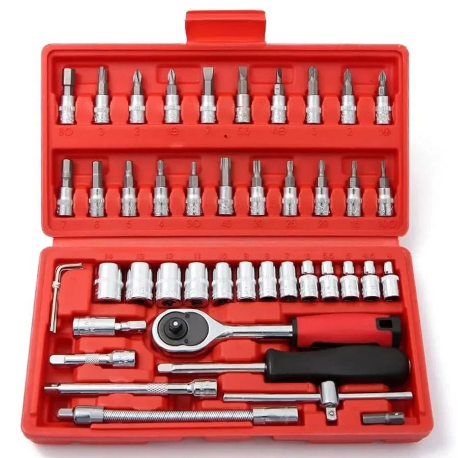 Wrench Set 46/53Pcs Tool Kit For Car Tool Screwdriver And Bit Ratchet Torque Quick Wrench Spanner Wrench Socket Key Hand Tools - shift - knoobs