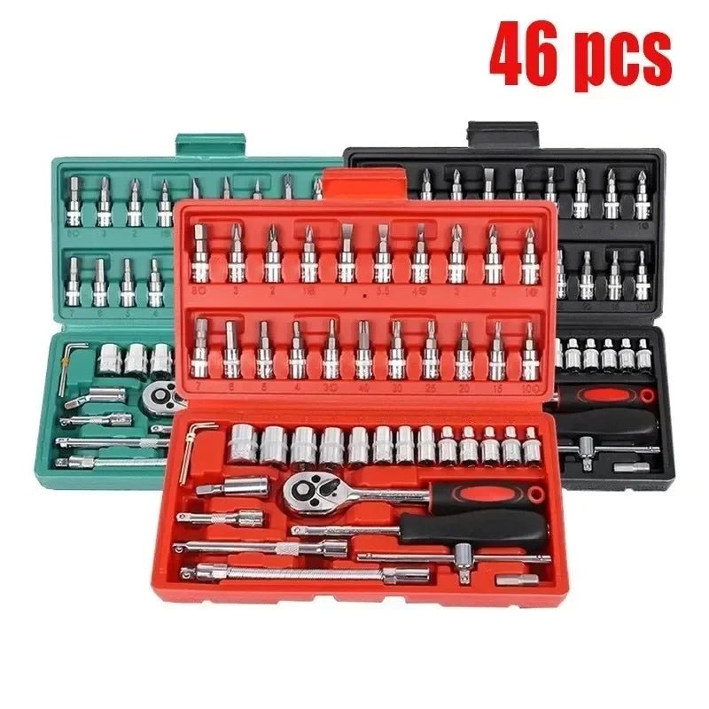 Wrench Set 46/53Pcs Tool Kit For Car Tool Screwdriver And Bit Ratchet Torque Quick Wrench Spanner Wrench Socket Key Hand Tools - shift - knoobs