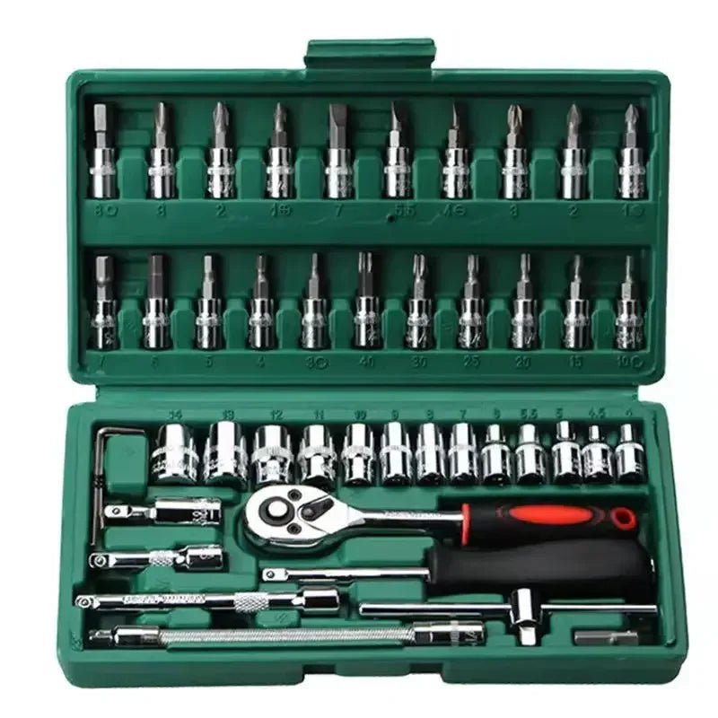 Wrench Set 46/53Pcs Tool Kit For Car Tool Screwdriver And Bit Ratchet Torque Quick Wrench Spanner Wrench Socket Key Hand Tools - shift - knoobs