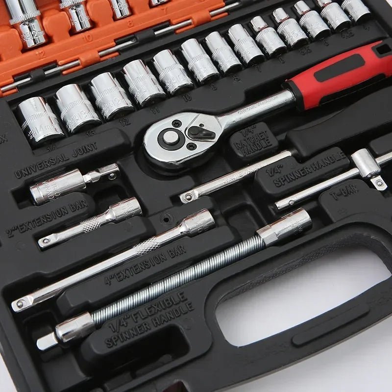 Wrench Set 46/53Pcs Tool Kit For Car Tool Screwdriver And Bit Ratchet Torque Quick Wrench Spanner Wrench Socket Key Hand Tools - shift - knoobs