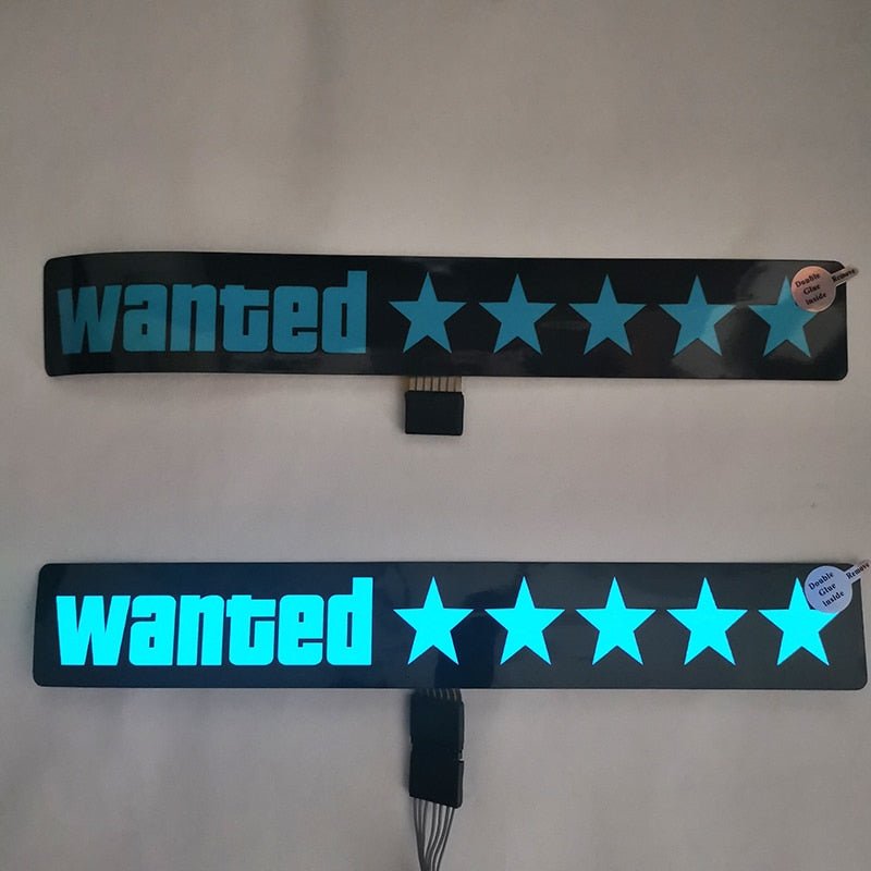 5 Stars Wanted Led Light-Emitting Window Sticker Windshield Sticker Decorative Car Accessories Light Board Without Battery - shift-knoobs