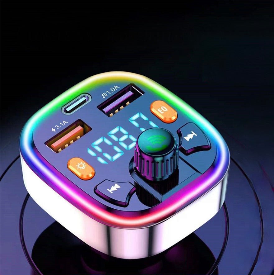 Bluetooth Radio Station Car Charger With RGB - shift-knoobs