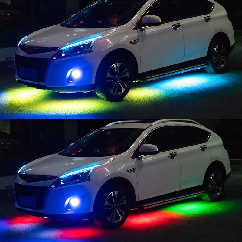 Niscarada RGB Multicolor Flexible Flowing Car LED Light Underglow Underbody Waterproof Automobile Chassi Neon Atmosphere Light - shift-knoobs