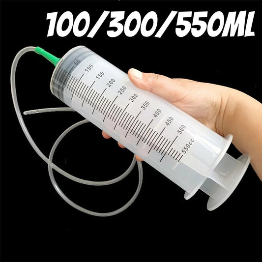 100/300/550ml Large Capacity Syringes Oil Pump With 1m Hose Pet Feeding Measuring Pump Hydroponics Nutrient Big Syringe - shift - knoobs