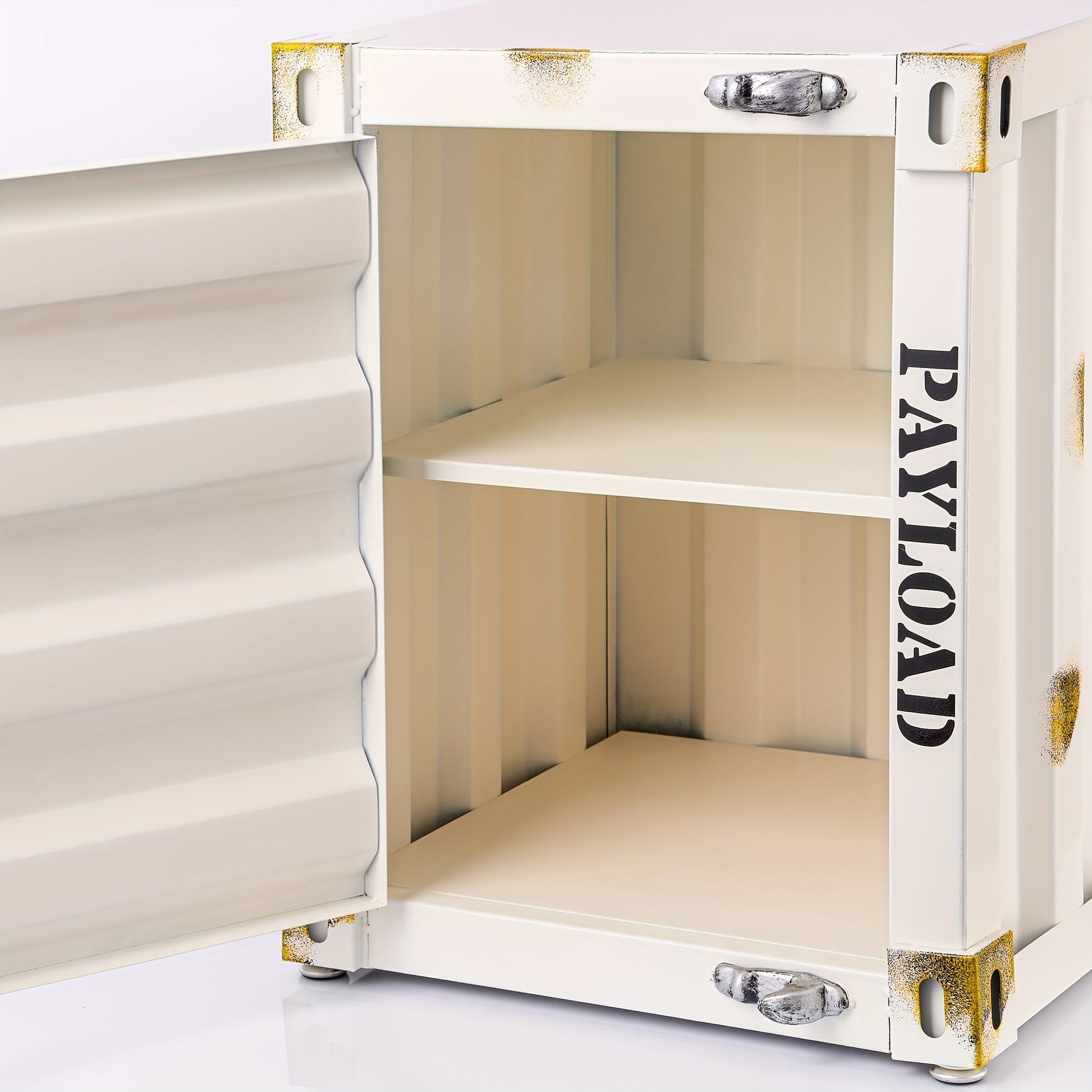 1pc 1 Door/2 Door Industrial Container, Side Table, Retro Bedside Table, Storage Cabinet With Door And Lock - shift - knoobs
