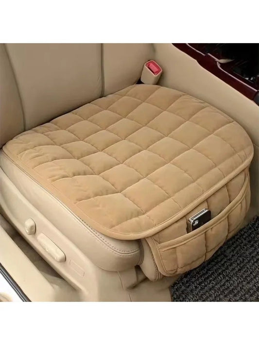 1pc New single piece backless plush car seat cushion for all seasons, non - slip and free of binding - square - shift - knoobs