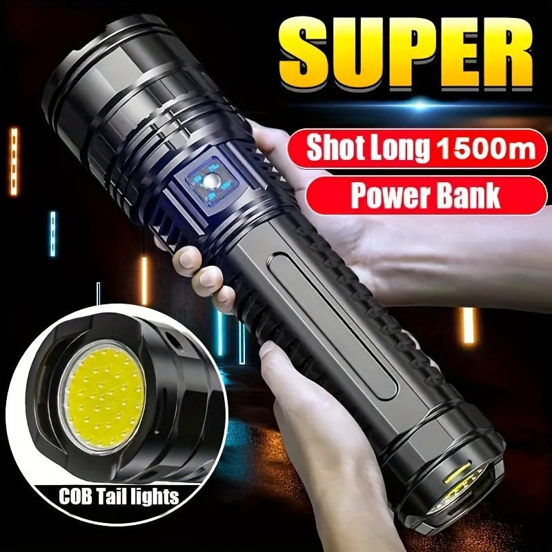 2024 Upgrade 1pc Ultimate Rechargeable LED Flashlight - 5 Lighting Modes, Waterproof, Long - Lasting Power - Durable Brightness for Emergencies, Camping, Hunting, Outdoor Adventures - Portable & Rugged Grip - shift - knoobs