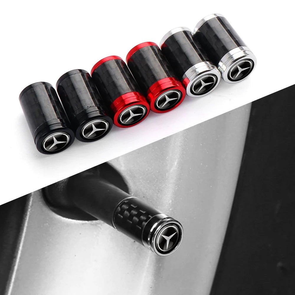 4PCS Carbon Fiber Car Wheel Tires Valve Cap Auto Accessorie For Mercedes Benz AMG W203 W204 W205 W210 W211 W212 W463 W464 W164 - shift - knoobs