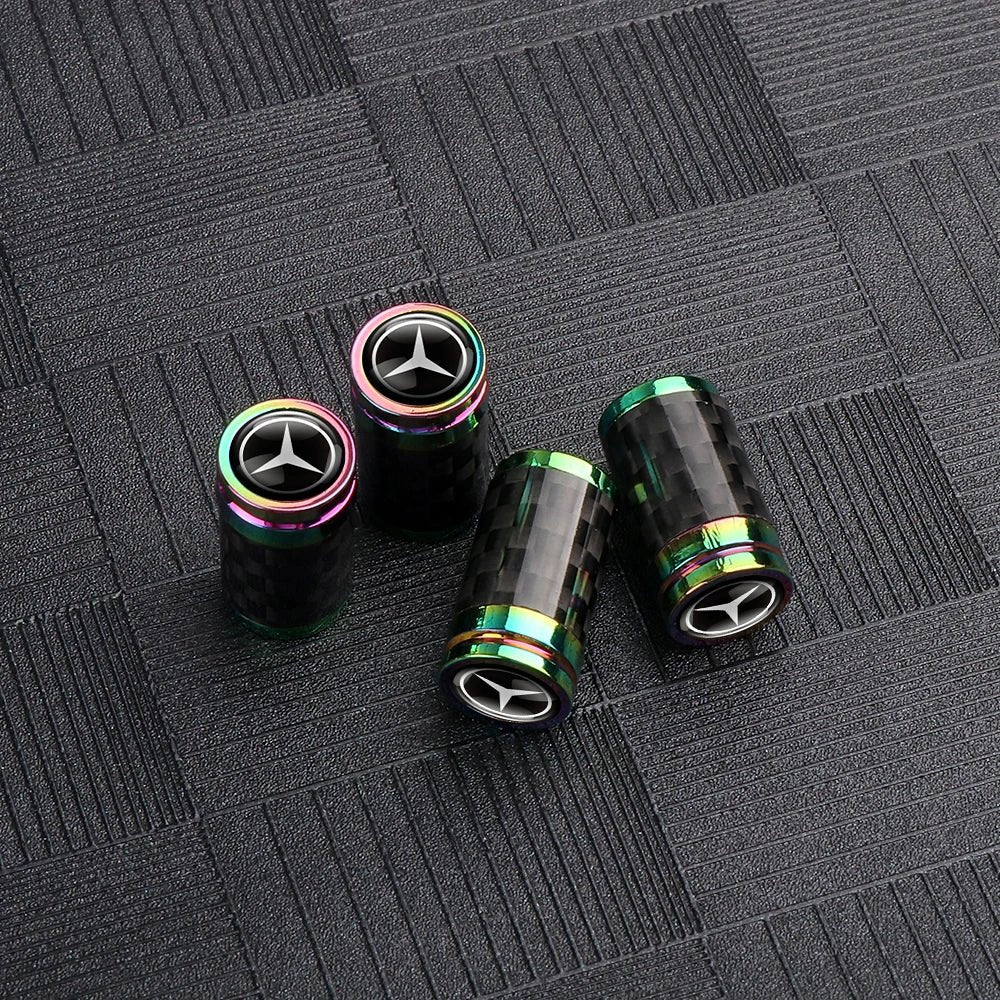 4PCS Carbon Fiber Car Wheel Tires Valve Cap Auto Accessorie For Mercedes Benz AMG W203 W204 W205 W210 W211 W212 W463 W464 W164 - shift - knoobs