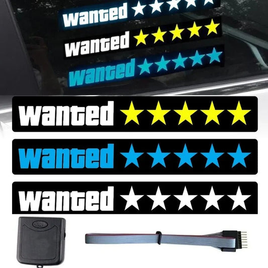 5 Stars Wanted Level Led Window/Windshield Sticker - shift-knoobs