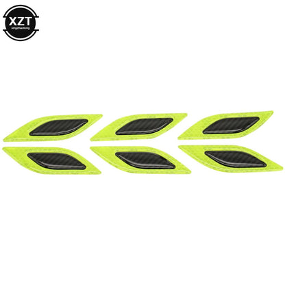 6pcs 3D Car Styling Reflective Carbon Fiber Bumper Strips Safety Warning Tape Secure Reflector Stickers Car Exterior Accessories - shift - knoobs