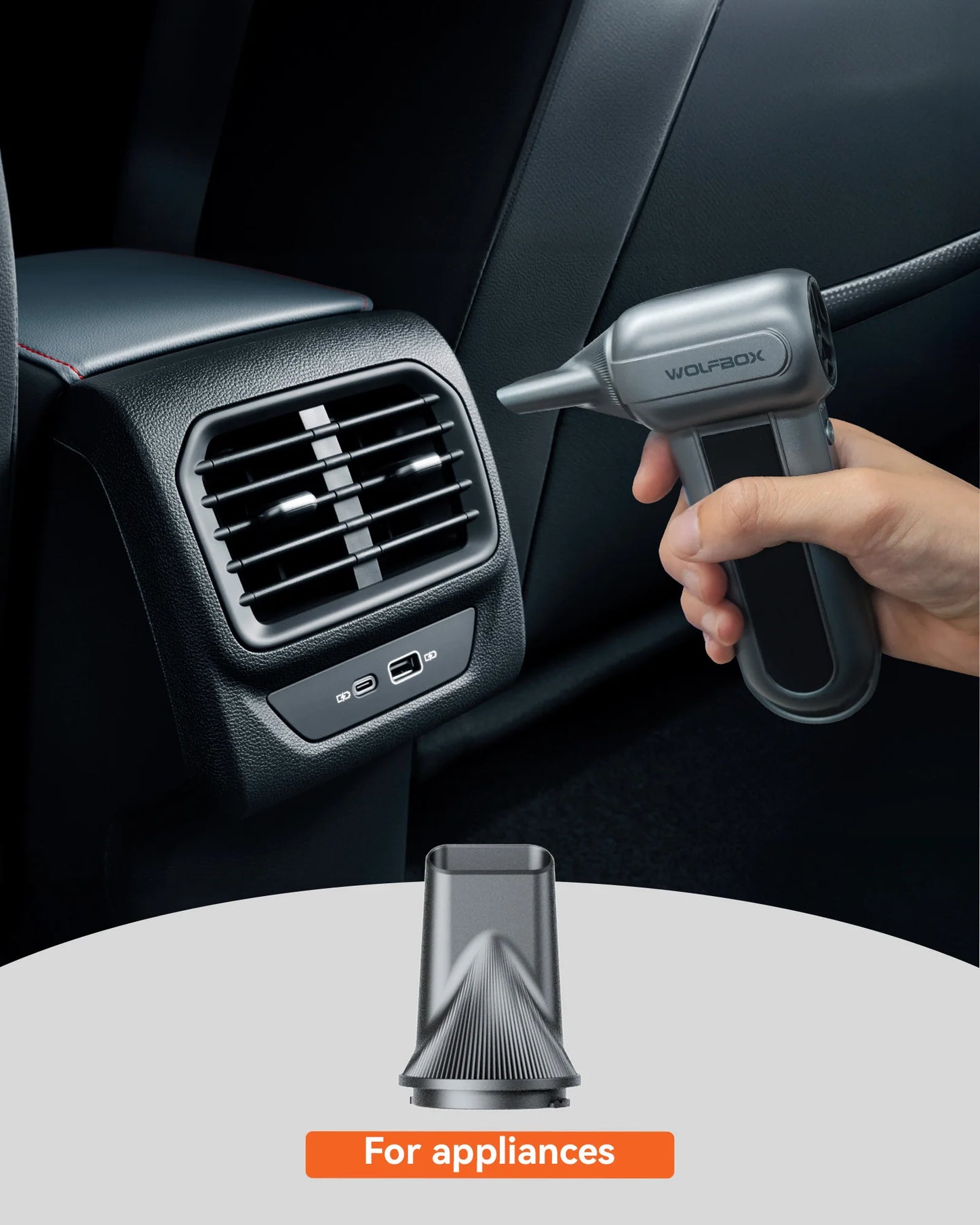 WOLFBOX MF100 Compressed Fan Duster 150000RPM Super Power Electric Air Duster Rechargeable Long-Life Air Blower