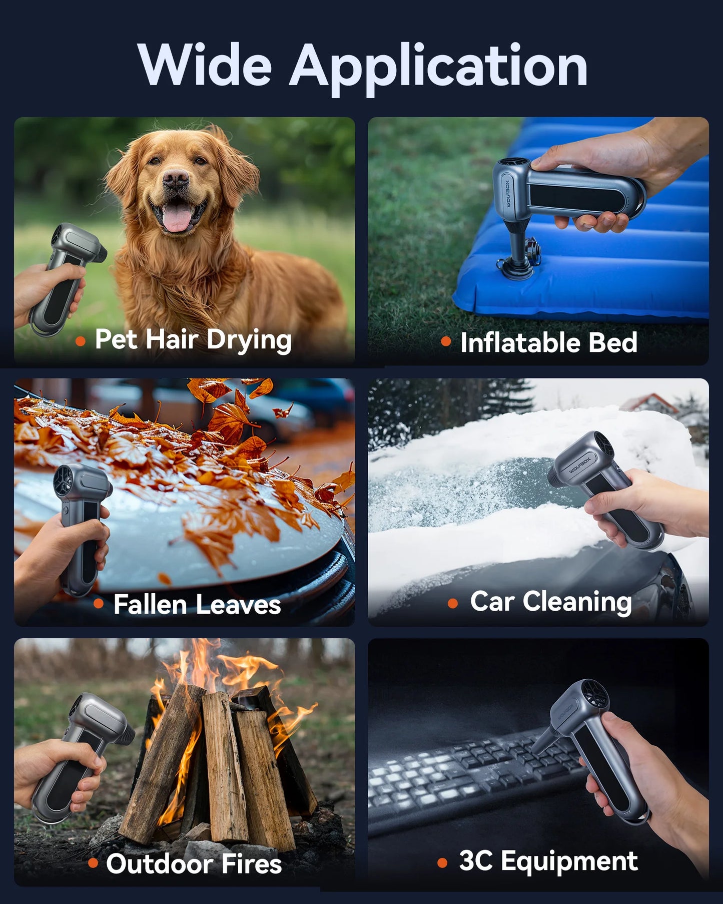 WOLFBOX MF100 Compressed Fan Duster 150000RPM Super Power Electric Air Duster Rechargeable Long-Life Air Blower