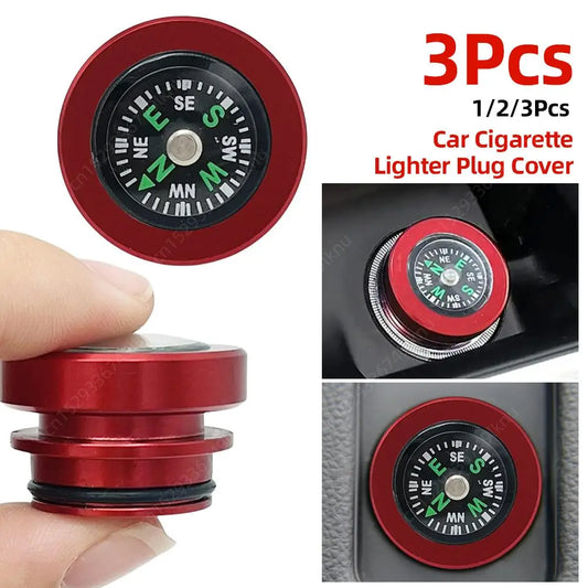 Cigarette Lighter Plug Cap Dustproof Waterproof Compass Car Cigarette Outlet Cover Compass Cigarette Socket Plug Car Accessories