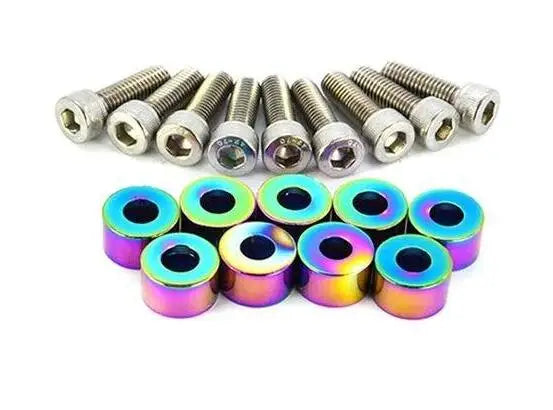 Universal 9PCS M8 Car Styling Modification JDM Sticker Stickers Password Fender Washer License Plate Bolts Auto Accessories