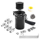 Car Baffled Oil Catch Can Reservoir Tank with Air Filter Breather Baffled Aluminum Fittings Oil Dipstick Hole Breathable Kettle - shift - knoobs