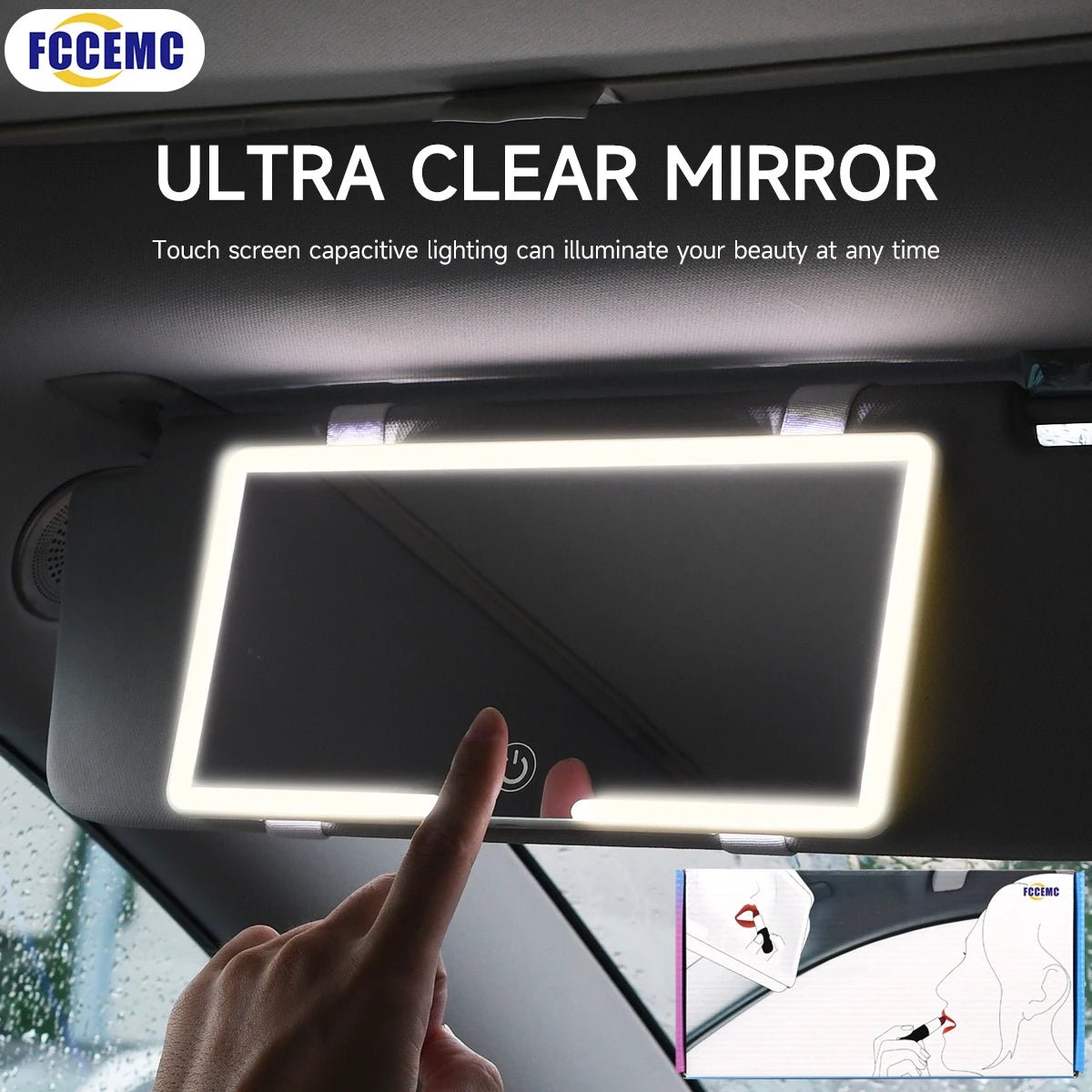 Car Interior Mirrors Sun Visor Plate LED HD Makeup Mirror for Girls Women Rechargeable Fill Light Universal Thin Vanity Mirror - shift - knoobs