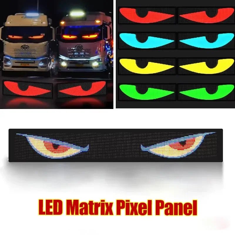 Car LED Matrix Pixel Panel DIY RGB LIghting Graffiti Scrolling Text Board Windshield Advertising Screen Bluetooth APP Control - shift - knoobs