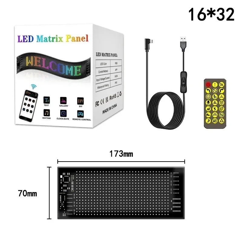 Car LED Matrix Pixel Panel DIY RGB LIghting Graffiti Scrolling Text Board Windshield Advertising Screen Bluetooth APP Control - shift - knoobs