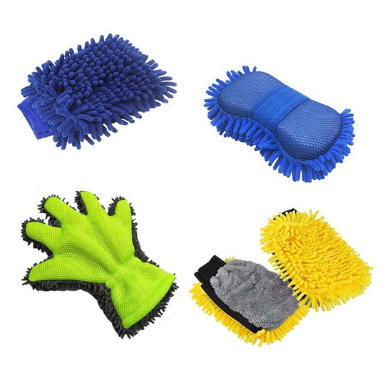 Chenille Car Wash Gloves Microfiber Wipe Car Sponge Scratch Free Car Wash Cleaning Coral Velvet Double - Sided Car Cleaning Tool - shift - knoobs