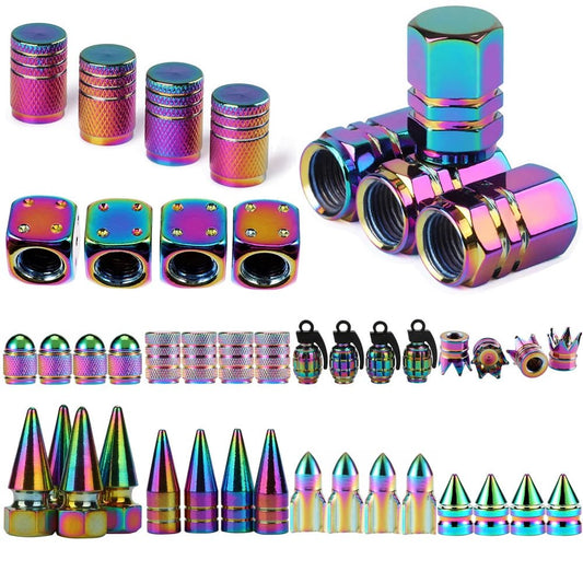 Colorful Valve Stems Caps Tire Cap Aluminum Wheels Cover For Car Valve Plugs For Wheels Nipple Caps For Auto Motorcycle Bike - shift - knoobs
