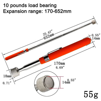 Magnetic Retractable Pickup Suction Iron Rod Portable Multifunctional Extractor Pen Clip Automotive Repair Tools - shift - knoobs