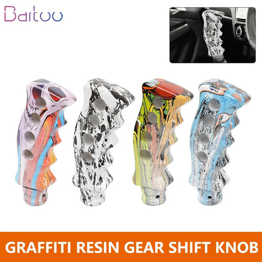 Manual Car Resin Graffiti Gear Shift Knob Mixed Pattern Shifting Head Street Style Gear Stick Shifter Lever Handle SFN152 - shift - knoobs