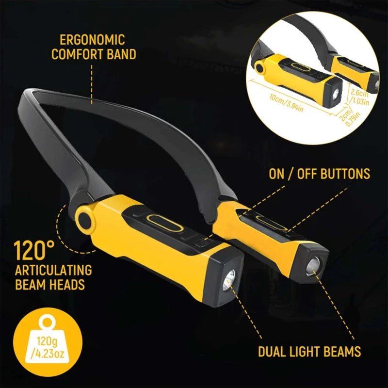 Rechargeable LED Neck Light Book Light for Reading, 2 Brightness Levels, Bendable Arms - Ideal for Reading, Camping, Repairing - shift - knoobs