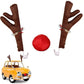 Reindeer Decoration Elk Antler Car Vehicle Nose Horn Costume Decor Set Rudolph Christmas Reindeer Antlers Red Nose Ornaments 1PC - shift - knoobs