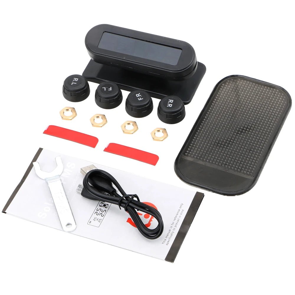 Tire Pressure Monitoring System Temperature Warning Fuel Save With 4 External Sensors Solar TPMS Car Tyre Pressure Monitor - shift - knoobs