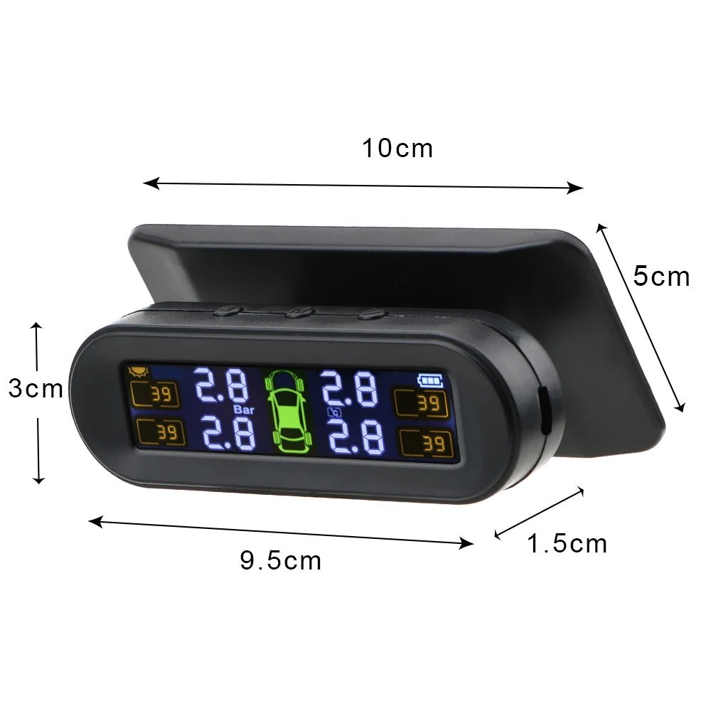 Tire Pressure Monitoring System Temperature Warning Fuel Save With 4 External Sensors Solar TPMS Car Tyre Pressure Monitor - shift - knoobs