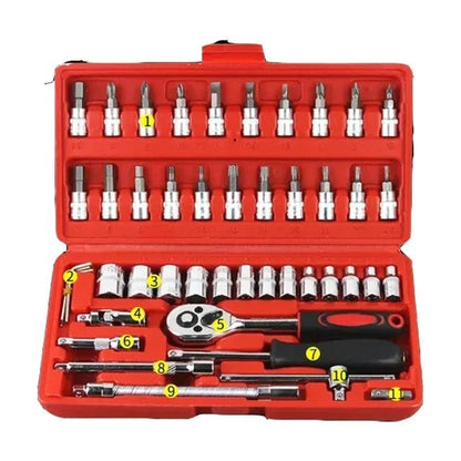 Wrench Set 46/53Pcs Tool Kit For Car Tool Screwdriver And Bit Ratchet Torque Quick Wrench Spanner Wrench Socket Key Hand Tools - shift - knoobs