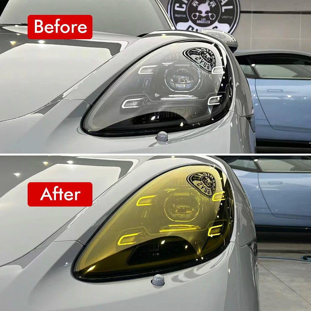 Yellow Auto Car Light Headlight Taillight Tint Vinyl Film Sticker Easy Stick Motorcycle Waterproof Film Diy Whole Car Decoration - shift - knoobs