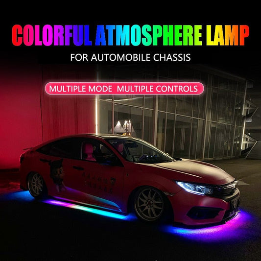 Niscarada RGB Multicolor Flexible Flowing Car LED Light Underglow Underbody Waterproof Automobile Chassi Neon Atmosphere Light - shift-knoobs
